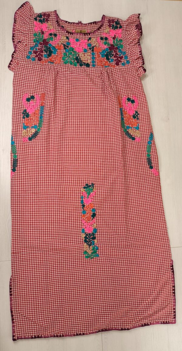 Vestido mexicano largo vichy