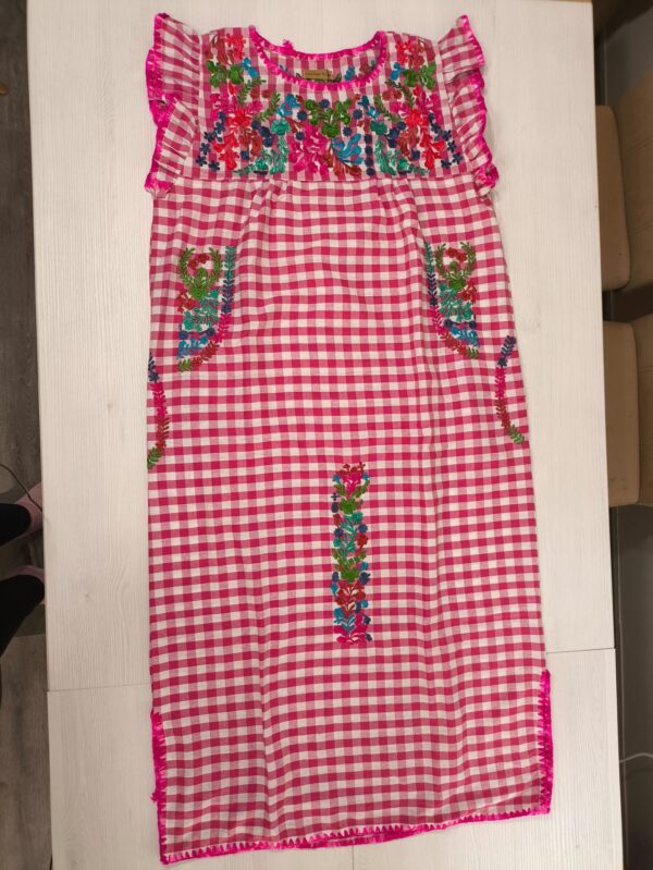 Vestido mexicano largo vichy